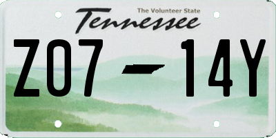 TN license plate Z0714Y