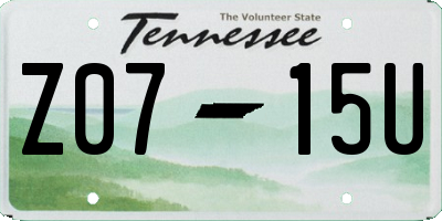 TN license plate Z0715U