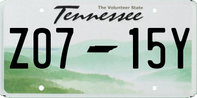 TN license plate Z0715Y