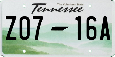 TN license plate Z0716A