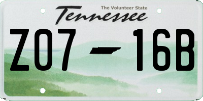 TN license plate Z0716B