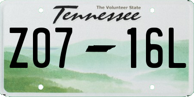 TN license plate Z0716L