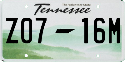 TN license plate Z0716M