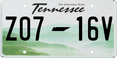 TN license plate Z0716V