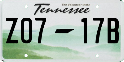 TN license plate Z0717B