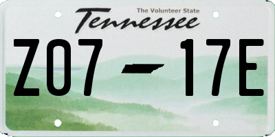 TN license plate Z0717E
