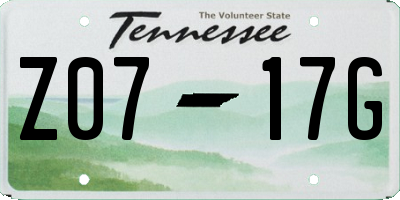 TN license plate Z0717G