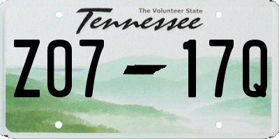 TN license plate Z0717Q