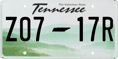TN license plate Z0717R
