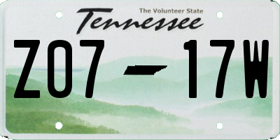 TN license plate Z0717W