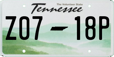 TN license plate Z0718P
