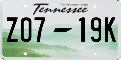 TN license plate Z0719K