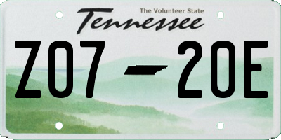 TN license plate Z0720E