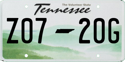 TN license plate Z0720G
