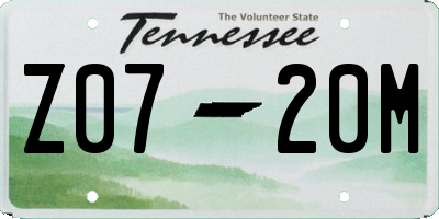 TN license plate Z0720M