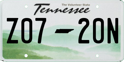 TN license plate Z0720N
