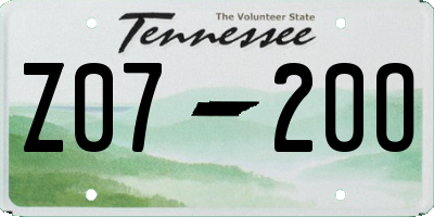 TN license plate Z0720O