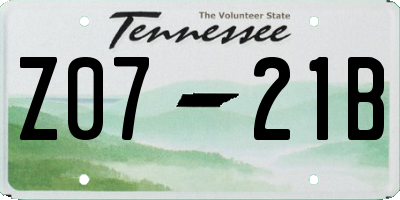 TN license plate Z0721B