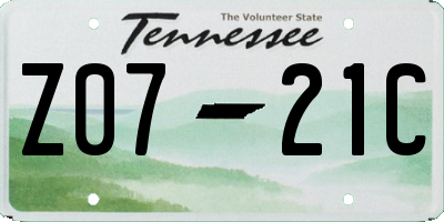 TN license plate Z0721C