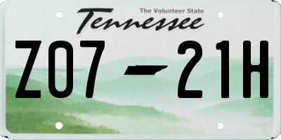 TN license plate Z0721H