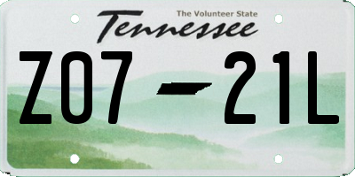 TN license plate Z0721L