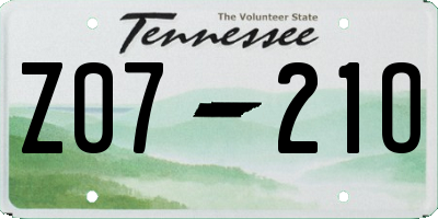 TN license plate Z0721O