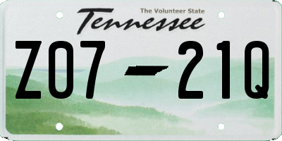 TN license plate Z0721Q