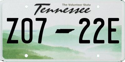 TN license plate Z0722E