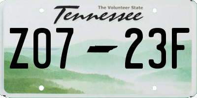 TN license plate Z0723F