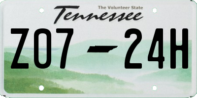 TN license plate Z0724H