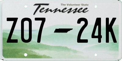 TN license plate Z0724K
