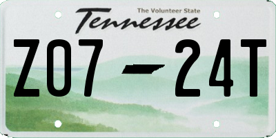 TN license plate Z0724T