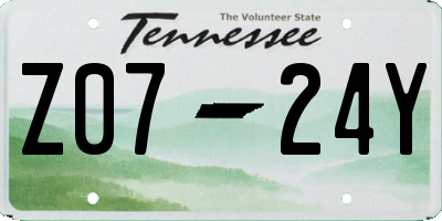 TN license plate Z0724Y