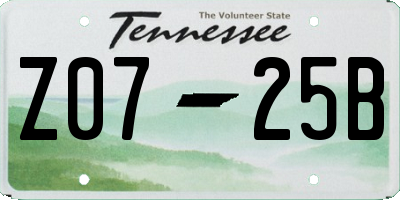 TN license plate Z0725B