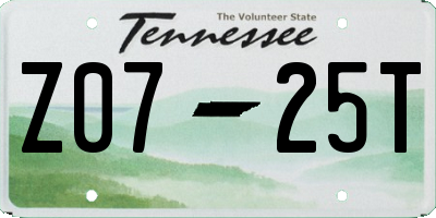 TN license plate Z0725T