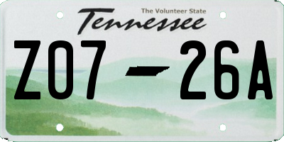 TN license plate Z0726A