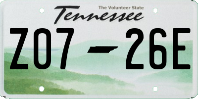 TN license plate Z0726E