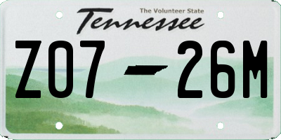 TN license plate Z0726M