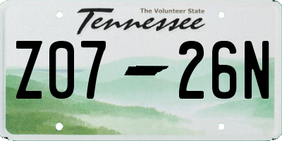 TN license plate Z0726N