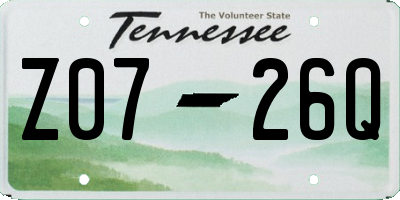 TN license plate Z0726Q