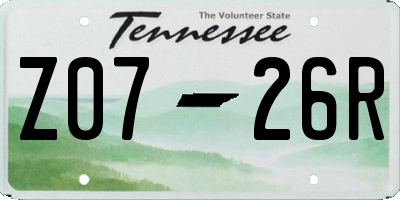 TN license plate Z0726R