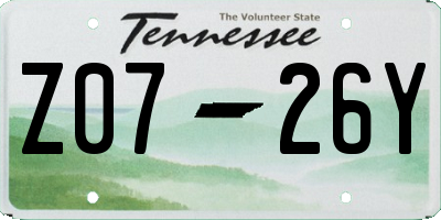 TN license plate Z0726Y
