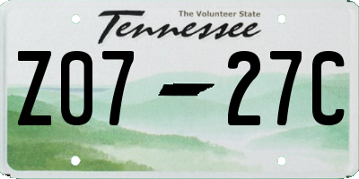 TN license plate Z0727C