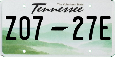 TN license plate Z0727E
