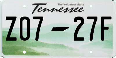 TN license plate Z0727F