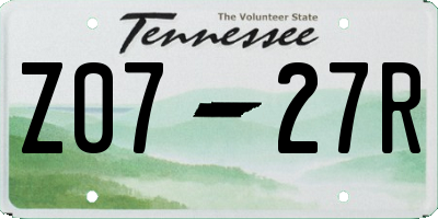 TN license plate Z0727R