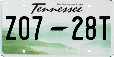 TN license plate Z0728T