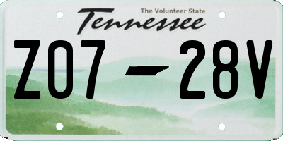 TN license plate Z0728V