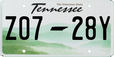 TN license plate Z0728Y
