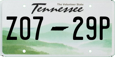 TN license plate Z0729P
